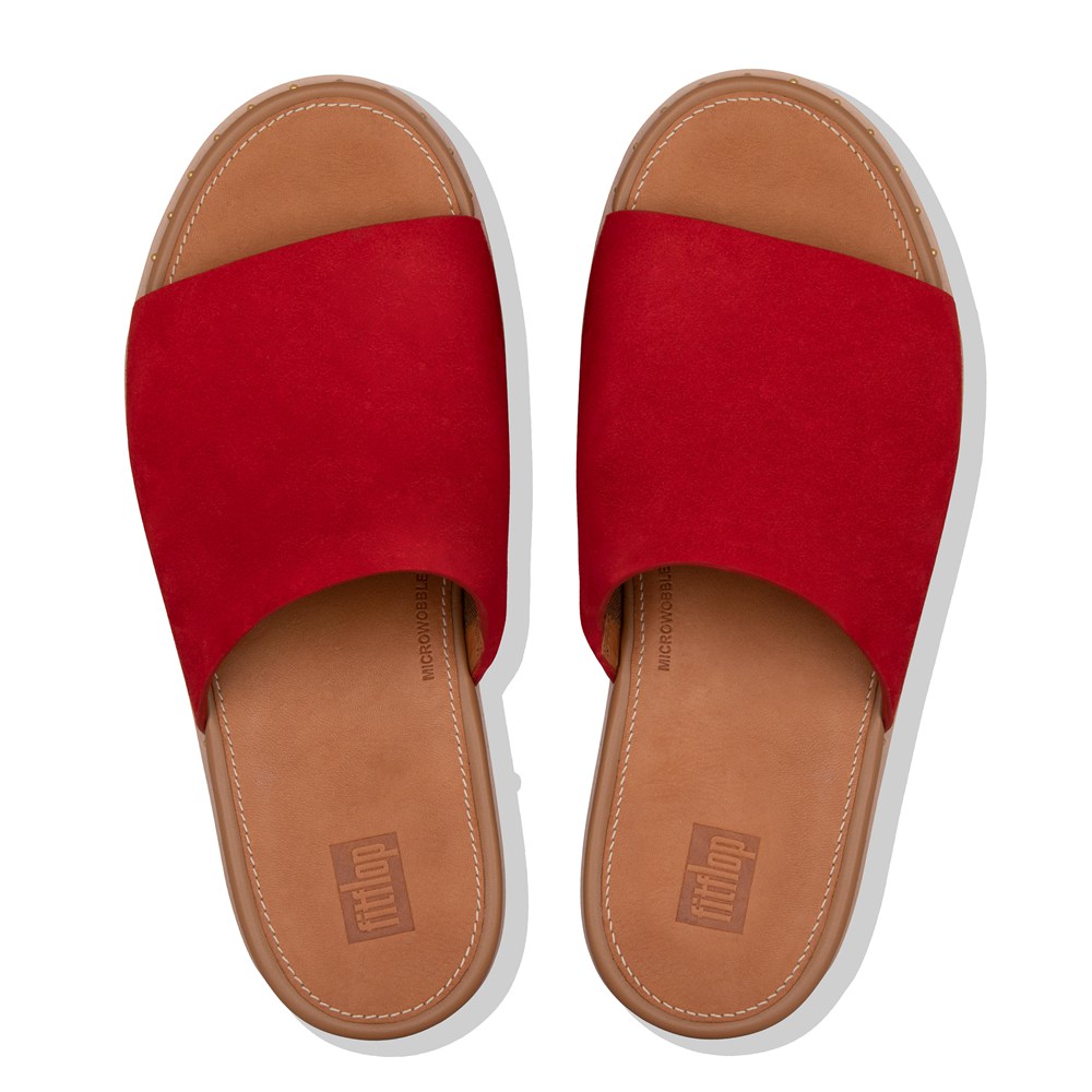 Fitflop Womens Wedge Red - Eloise Espadrille Suede Slides - VK6051349